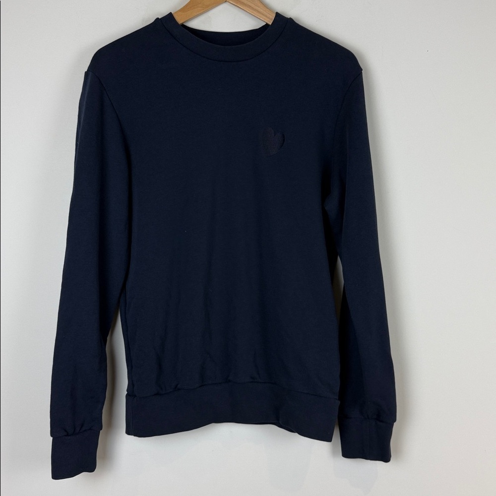 Inimigo Navy Blue Heart Crewneck Sweatshirt Size Small